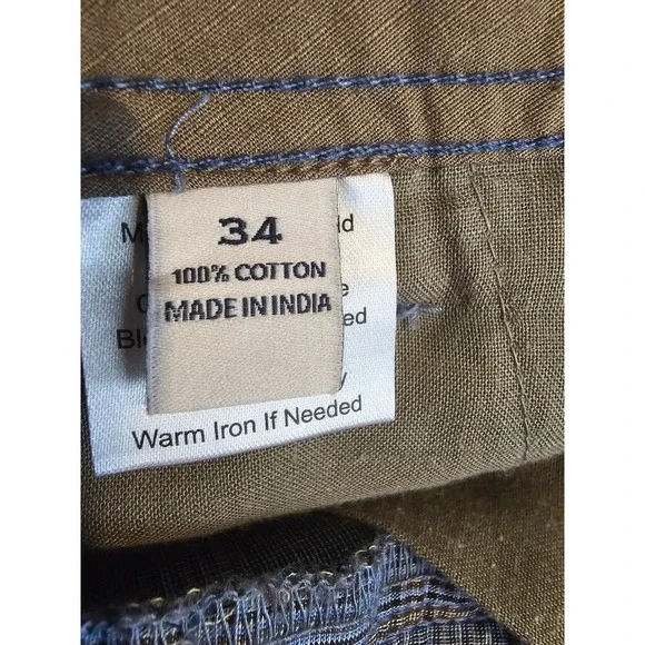 Joseph Abboud Mens Blue Brown Plaid Cargo Shorts with Belt Size 34 Cotton - Picture 4 of 5